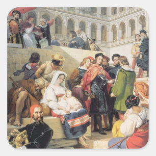 Adesivo Quadrado Raphael no vaticano, 1832 (óleo em canvas)