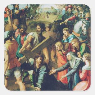 Adesivo Quadrado Raphael Spasimo Cristo Caindo Sob a Cruz Arte