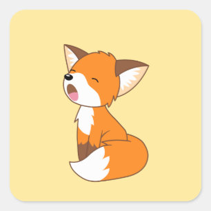 Adesivo Quadrado Raposa Branca com Sono Amarelo