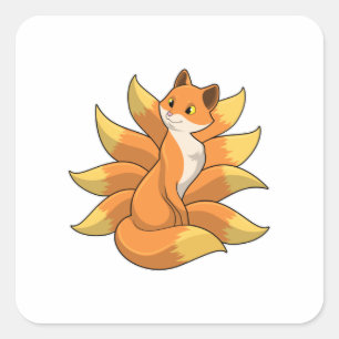 Adesivo Quadrado Raposa com 9 coroas de raposa