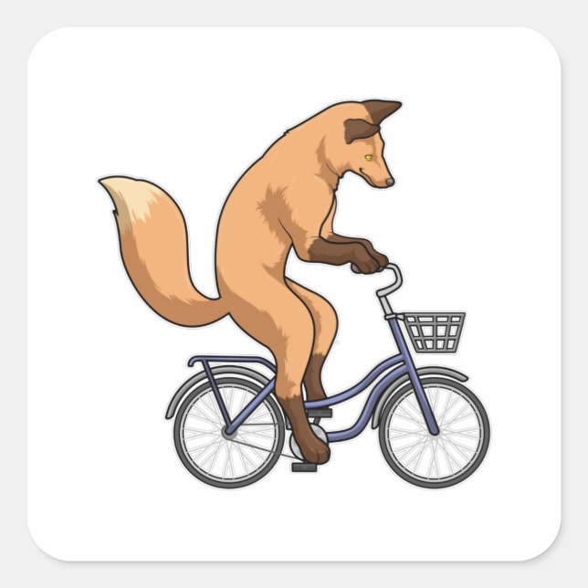 Adesivo Quadrado Raposa com Bicicleta (Frente)