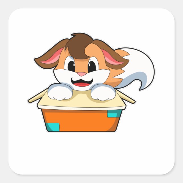 Adesivo Quadrado Raposa com caixa (Frente)