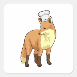 Adesivo Quadrado Raposa como cozinheiro com chapéu de chef
