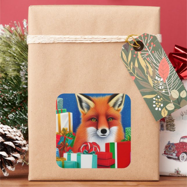 Adesivo Quadrado Raposa de Natal (Feriado)