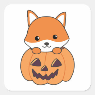 Adesivo Quadrado Raposa Em Pumpkin Raposas Feliz Praça das Bruxas
