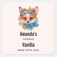 Raposa Laranja Bonita com Vela Floral