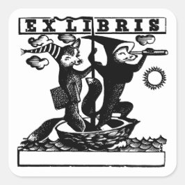 Adesivo Quadrado Raposas em barco