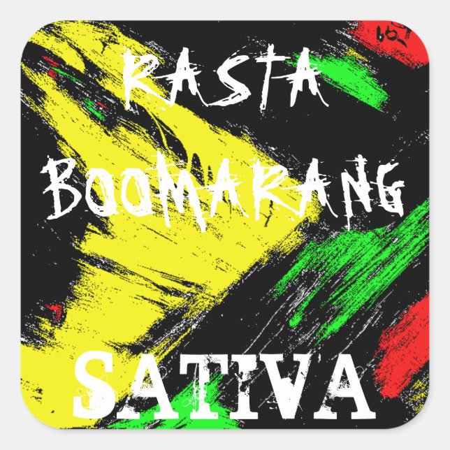 ADESIVO QUADRADO RASTA BOOMARANG SATIVA (Frente)