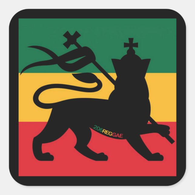 Adesivo Quadrado Rastafari Leão de Judah Square Sticker (Frente)