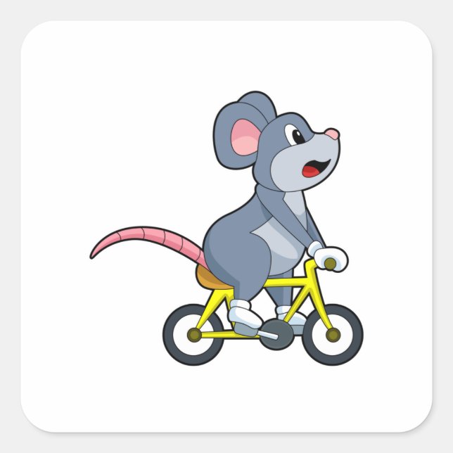 Adesivo Quadrado Rato com Bicicleta (Frente)