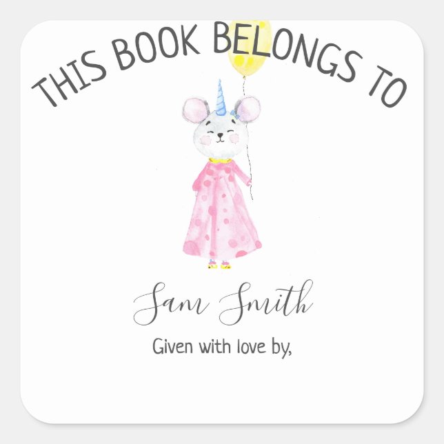 Adesivo Quadrado Rato de aquarela - estante (Frente)