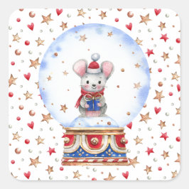 Adesivo Quadrado Rato de Natal