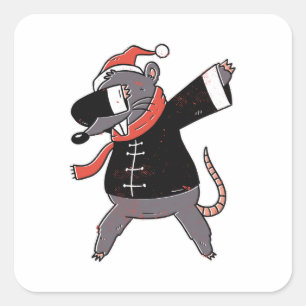 Adesivo Quadrado Rato de Natal Dabbing