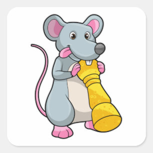 Adesivo Quadrado Rato no xadrez com peão de xadrez