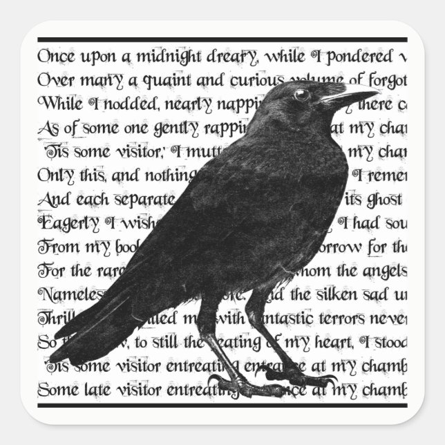 Adesivo Quadrado Raven Edgar Allan Poe Stickers (Frente)