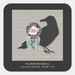 Adesivo Quadrado Raven Native American Animal Spirit Book