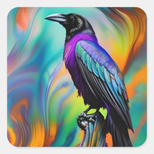 Adesivo Quadrado Raven roxo, luzes de norte