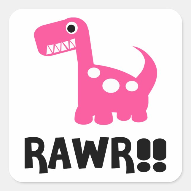 Adesivo Quadrado Rawr Dino Pink (Frente)