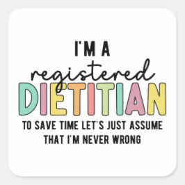 Adesivo Quadrado RD Dietitiana Registrada Nunca Dons Engraçados Err