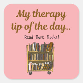Adesivo Quadrado Read More Books –  Book Lover Therapy Sticker