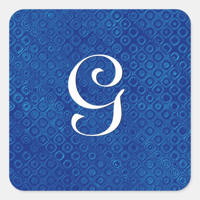 Adesivo Quadrado Real Blue Wedding Monograma Qualquer Letra B567 (Frente)