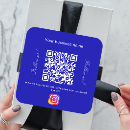 Adesivo Quadrado Real blue white business name qr code instagram