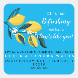 Adesivo Quadrado Real Estate Lemon Summer pop por Mouse de Cartão