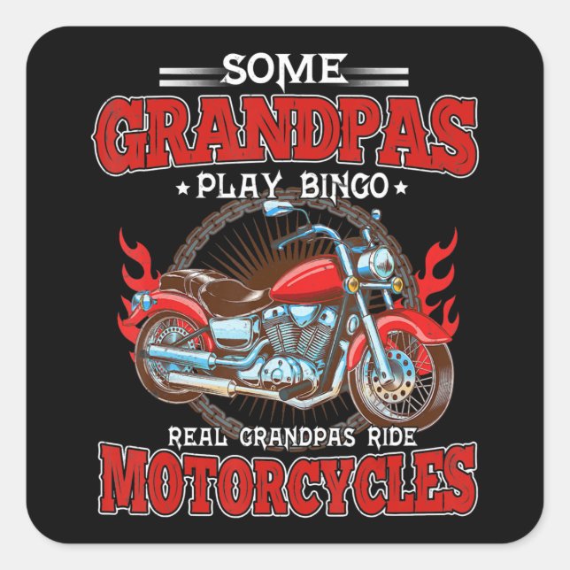 Adesivo Quadrado Real Grandpas Ride Motorcicletas Lover (Frente)