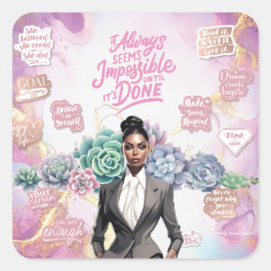 Adesivo Quadrado Realização Motivacional Lady Boss