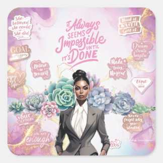 Adesivo Quadrado Realização Motivacional Lady Boss