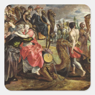 Adesivo Quadrado Rebecca que oferece o adeus a sua família, c.1562