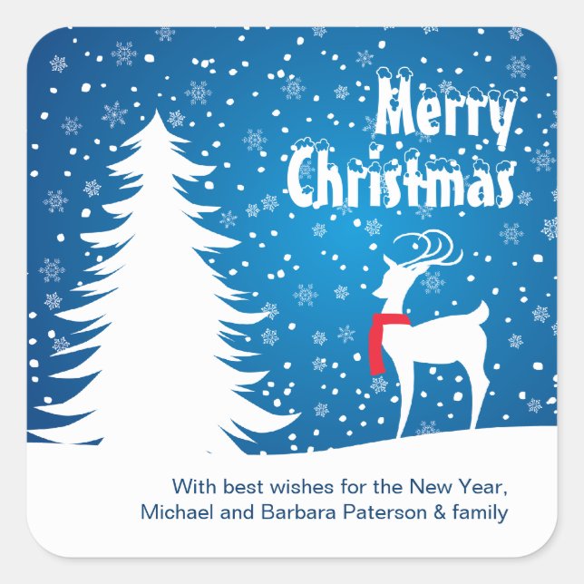 Adesivo Quadrado Rebelde no Vinheta de Natal da Neve (Frente)