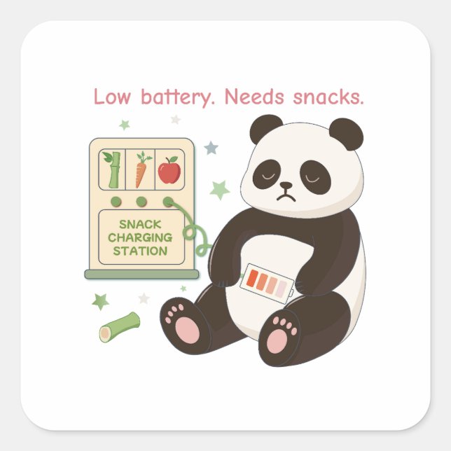 Adesivo Quadrado Recarregue com Snacks de Bambu (Frente)