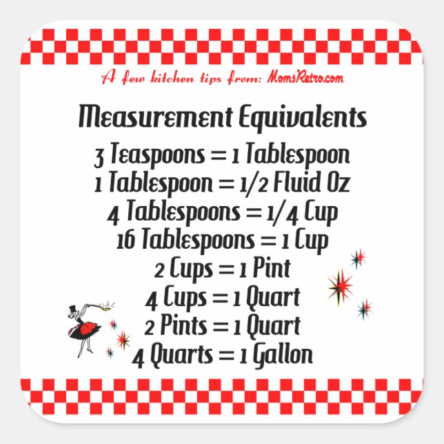 Adesivo Quadrado Receber equivalentes Dicas MomsRetro Kitchen (Frente)