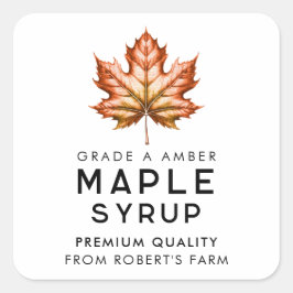 Adesivo Quadrado Receita caseira de xarope de ácer