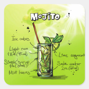Adesivo Quadrado Receita de Mojito