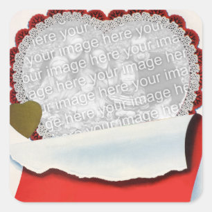 Adesivo Quadrado Recém-casados do Dia dos Namorados Antigo Amor e R