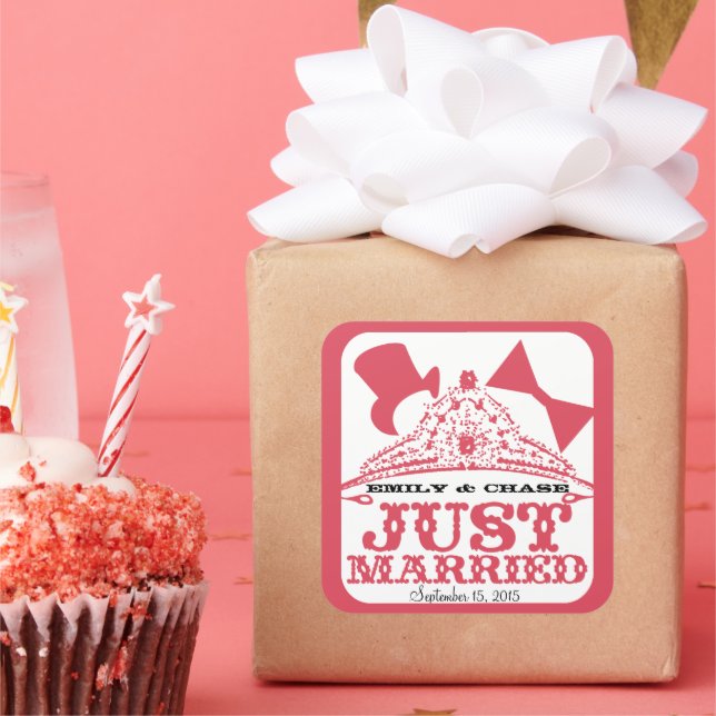 Adesivo Quadrado Recem casados Princesa Bride Tiara (Festa)