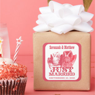 Adesivo Quadrado Recem casados VacaGarotaVaca Vestido Vestido