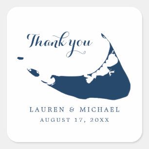 Adesivo Quadrado Recepção de casamento de Mapa Azul da Ilha Nantu