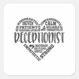 Adesivo Quadrado Recepcionista, Secretária, Escola