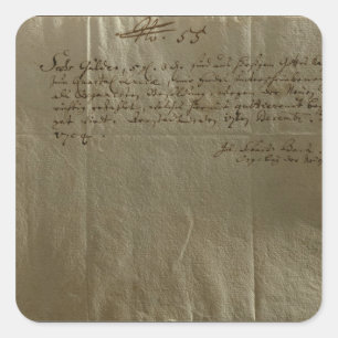 Adesivo Quadrado Recibo da remuneração, o 17 de dezembro de 1704