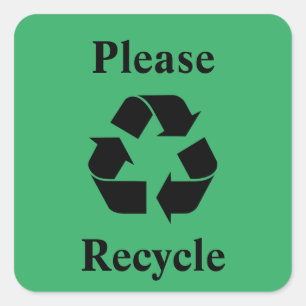 Adesivo Quadrado Recicl por favor com símbolo do reciclagem no