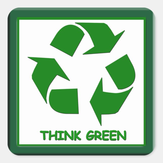 Adesivo Quadrado Reciclar Pense verde (Frente)