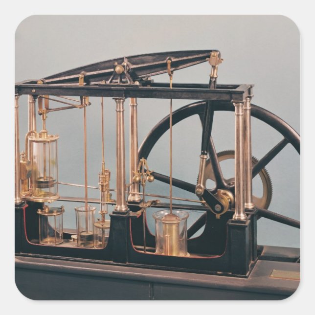 Adesivo Quadrado Reconstrução do motor a vapor de James Watt (Frente)