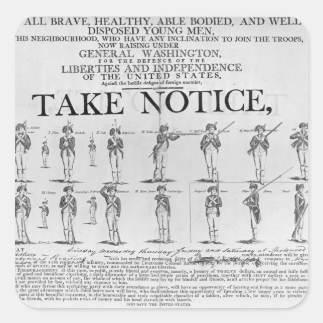 Adesivo Quadrado Recrutamento do Exército dos EUA Mostrando Várias  (Frente)