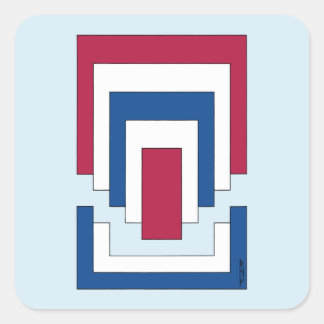 Adesivo Quadrado Rectangle Abstract in Red, White, and Blue 