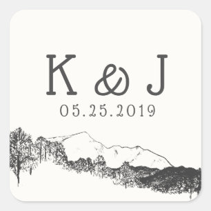 Adesivo Quadrado Recuo na Montanha ⎥Adesivo Monograma