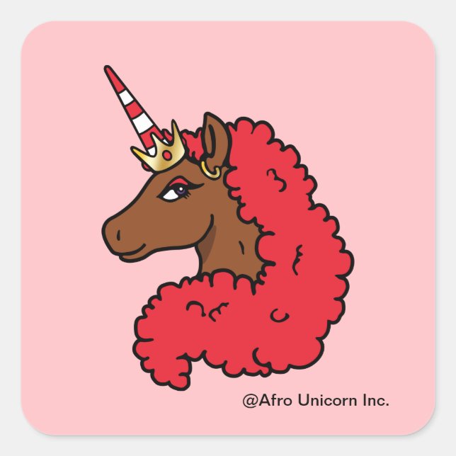 Adesivo Quadrado Red Afro Unicorn (Frente)