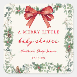 Adesivo Quadrado Red Bow Merry Little Christmas Baby Shower